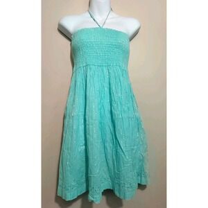 Graham Kandiah Turquoise Silver Tencel Sequins Strapless Cotton Dress Size M